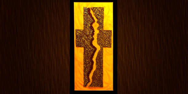 Kreuz 201 (30x70; Material: Kaffeesatz) © Andrea Terstappen