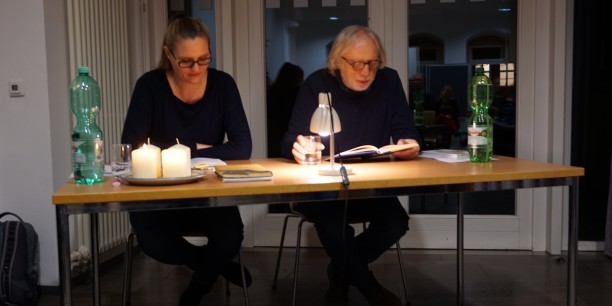 Die Münchner Übersetzerin Veronika Siska und der Prager Autor Michal Ajvaz im IBZ Erfurt am 12.12.2019. Foto: © EAT