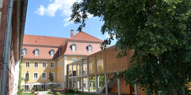 Blick auf das Zinzendorfhaus aus dem Garten. Foto: © EAT