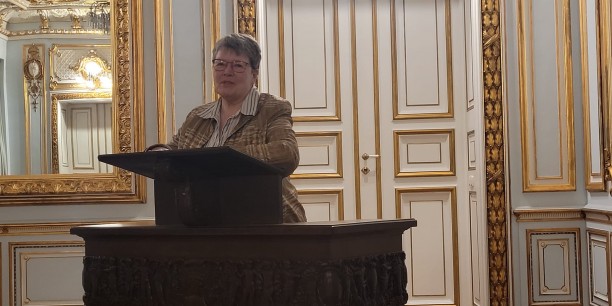Ilse Junkermann beim festlichen Abend im Alten Senatssaal der Uni Leipzig.