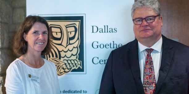 Prof. Dr. Michael Haspel und Nicola Bremer vom Dallas Goethe Centre. Foto:©Hanns Christian Hanebeck