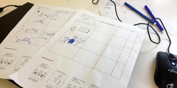 Das Storyboard dient als Grundlage für die Planung, was im Kurzfilm passieren soll. Foto: © EAT