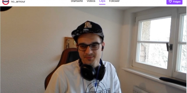 Der Stream zur Konfi-Stunde - Oliver Thunig nutzte dafür den Twitch-Kanal "No Armour" der Evangelischen Jugend Erfurt. Foto: Screenshot twitch.tv/no_armour